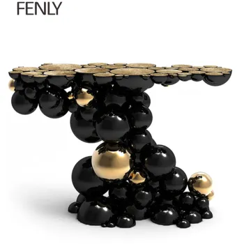 Modern Luxury Stainless Steel and Wood Console Table - Custom Italian Design for Living Room and Kitchen