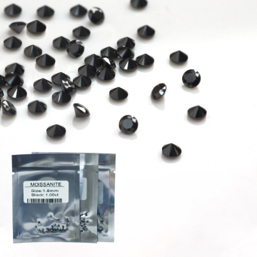 Top Quality Black Moissanite Stones 1.5mm 3mm Melee Synthetic Diamonds