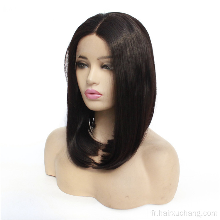 Brue synthétique noire courte Bob Lace Front Wig Synthétique Wig Black Femme Synthétique Perrette