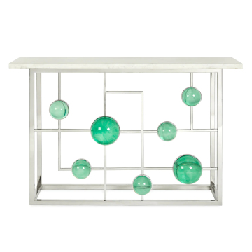 Jonathan Adler Globo Metal Mermer Renkli Akrilik Cabochons Çağdaş Konsol Masası
