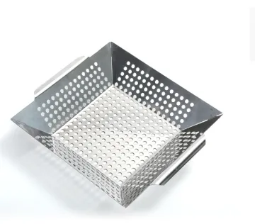 Wholesale stainless steel square non-stick grill basket BBQ wok pan