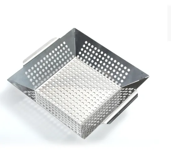 Wholesale stainless steel square non-stick grill basket BBQ wok pan