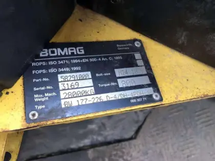 Used Bomag Single Drum Road Roller