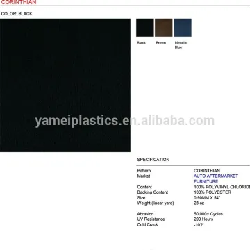 CORINTHIAN PVC artificial leather for car seat cover and sofa