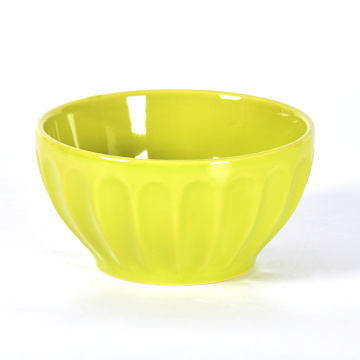 Color Emboss Stripe Modern Porcelain Ceramic Soup Bowl