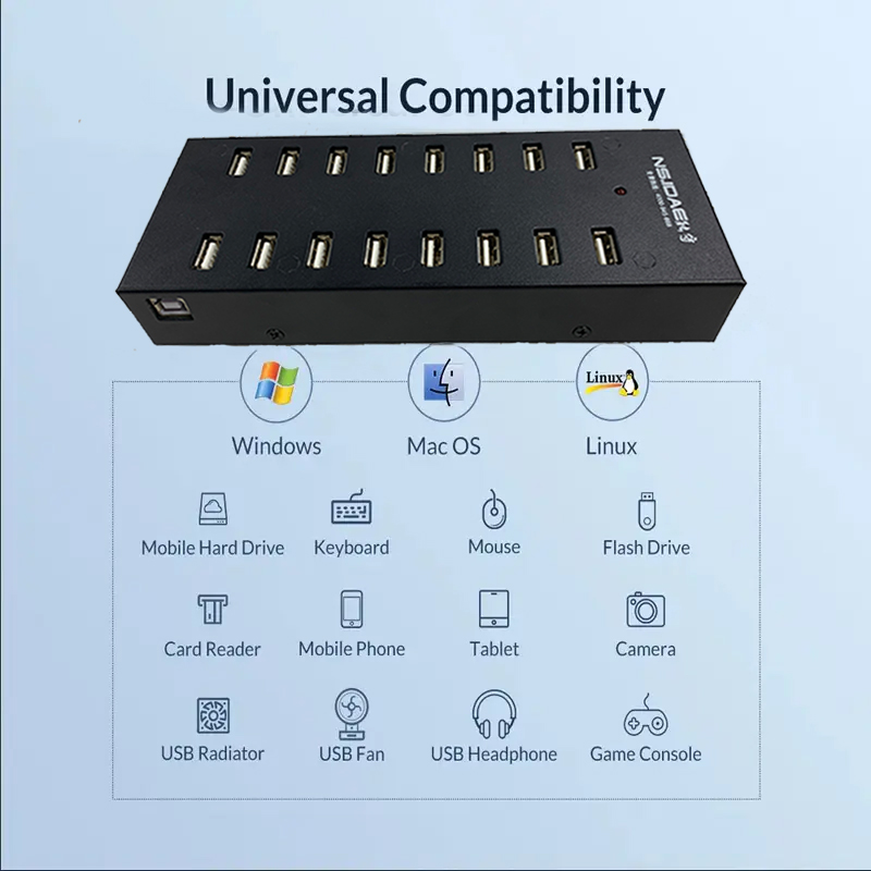 16-port USB hub 2.0