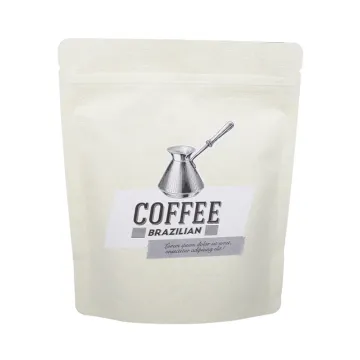 Custom coffee bag white kraft standing bag with label