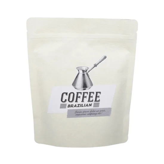 Custom coffee bag white kraft standing bag with label