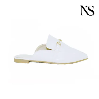 Timeless White Leather Mules