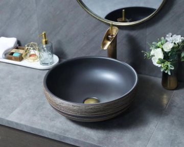 Luxury Vintage Rose Gold Hand-Painted Ceramic Bathroom Sink