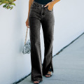 women's casual trousers slit jeans