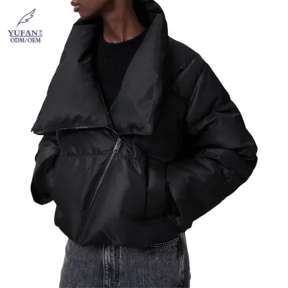 Yufan Super March OEM ODM Asymmetric Cropped Puffer Jacket