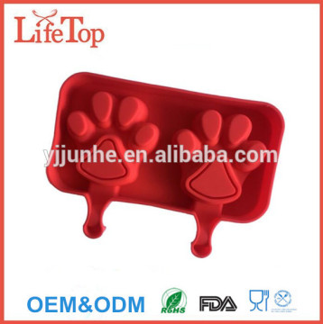 2-Cavity Bear Paw Shaped Silicone Popsicle Molds Ice Cream Molds with 20 Wood Stick