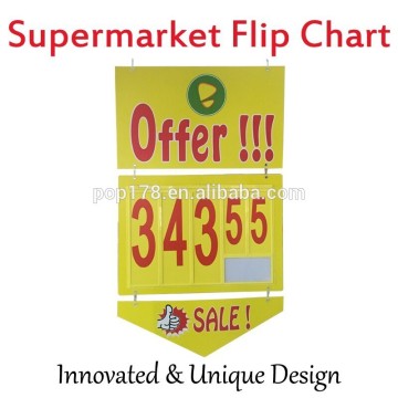 Supermarket Plastic Colorful Flip Chart Price Board
