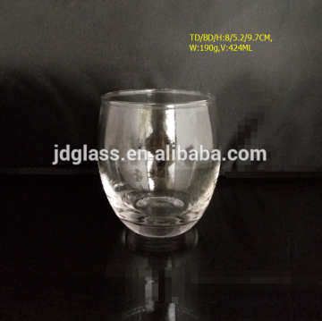 Egg Shape Blown Clear Drinking Glass Cup