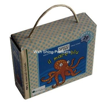 Cartoon printed paper puzzle with box