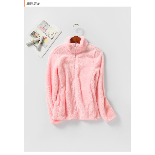 Coral Fleece Jacket For Ladies With Zippers