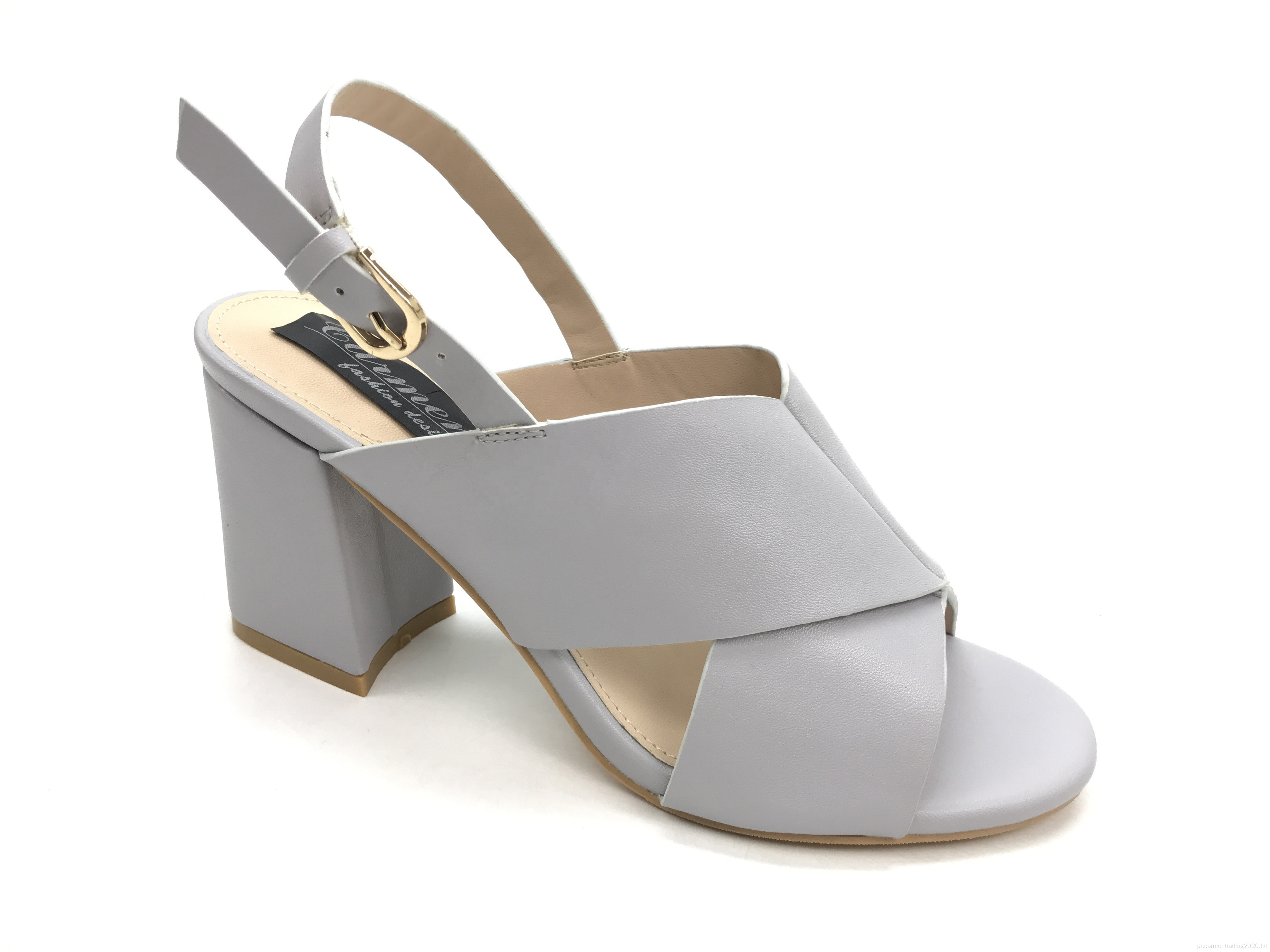 Classic Crisscross Strap Block Sandals Slingback de salto médio