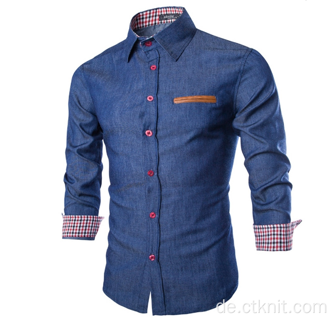 Herren Denim Farbe Mode Shirt