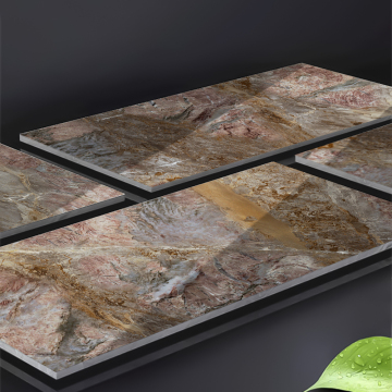 Nanhai Factory Dark Brown Marble Look Glossy Porcelain Floor Tiles