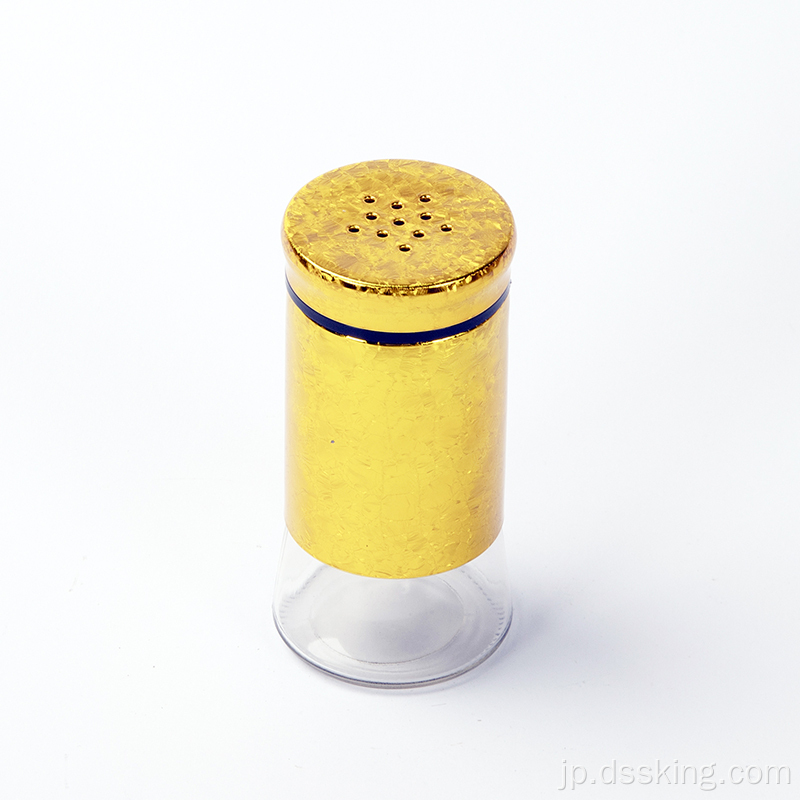 卸売キッチンプラスチックスパイスジャーと塩カスタムユニークなねじれたゴールドレッドジャーガラススパイスコンテナ瓶セット200ml