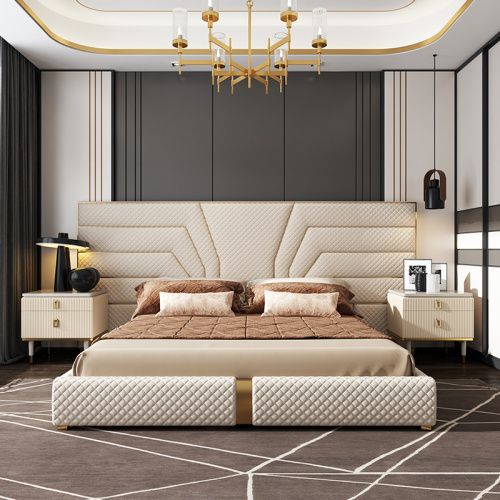 Villa Bedroom Luxury Designer Armazenamento de couro Frame