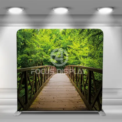 Tree forest enclosure tension fabric backdrop