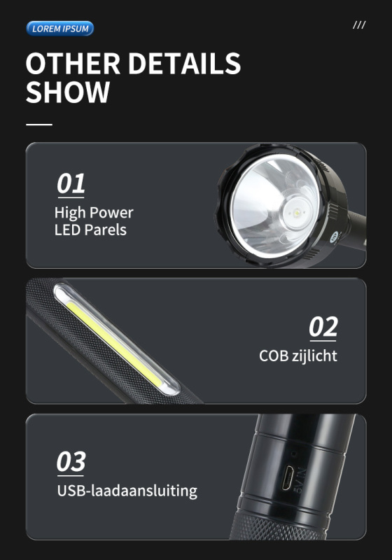 Super Bright Cob Handheld Led Tactical Torch Flashlight