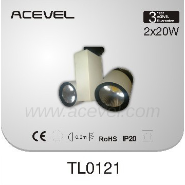 40w LED COB track spot light, two heads,24degree beam angle