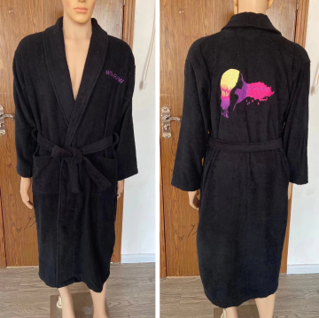 luxury custom black cotton terry towel robe bathrobe