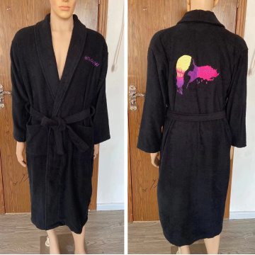 luxury custom black cotton terry towel robe bathrobe