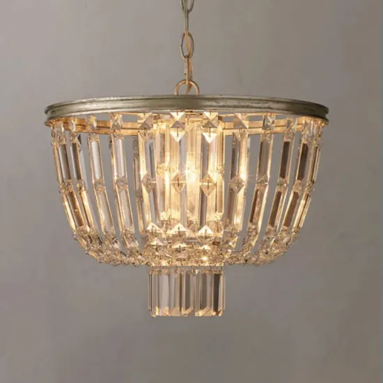 Classic Simple Ceiling Lamp, Round Crystal Chandelier for Bedroom and Restaurant