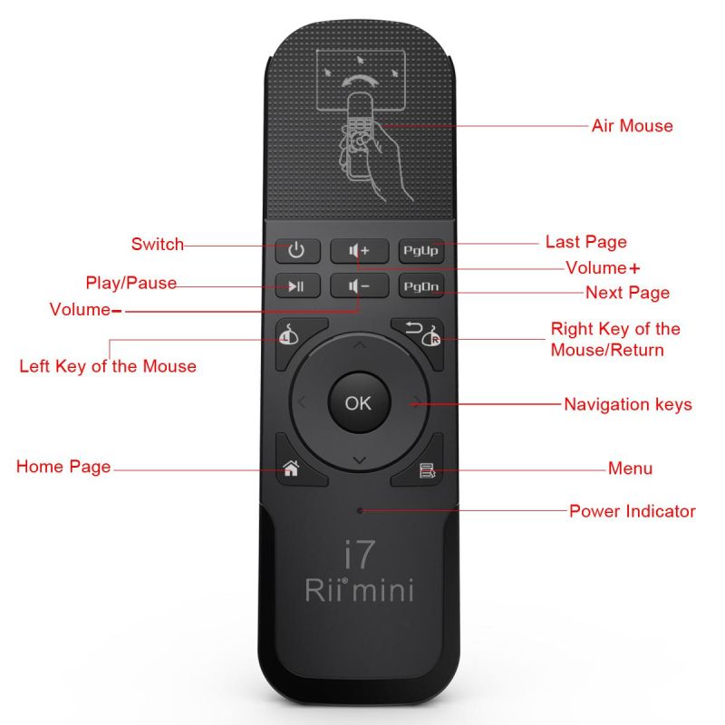 Rii Mini I7 Rt-Mwk07 2.4G Wireless Air Fly Mouse Keyboard Remote for HTPC Android TV Box Tablet PC Laptop