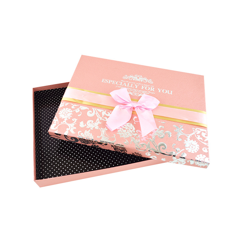 صندوق هدايا شوكولاتة الورق الوردي المخصص