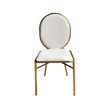 Metal Leg Velvet Round Back White Dining Chair DC-H14
