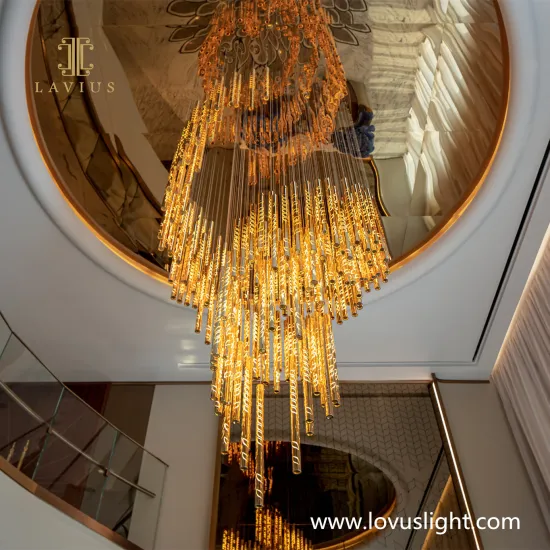 Golden yellow high luxury chandelier hotel villa chandelier custom lighting decoration chandelier crystal k9 chandelier