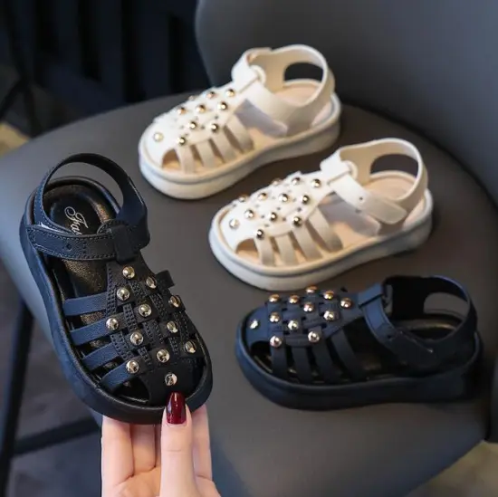 Cute Rivet-Decorated Non-Slip Baby Girl Beach Sandals for Toddlers