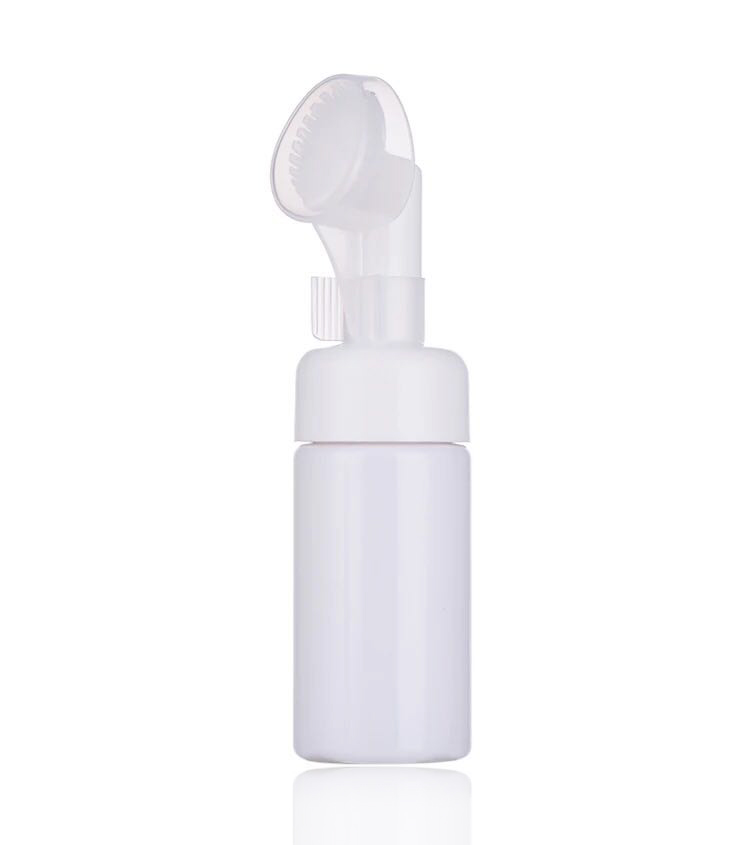 Clear white pet plastic mousse bottle with silicone