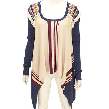 Ladies' Pullover, National Style with Tassels, Customized Colors Accepted