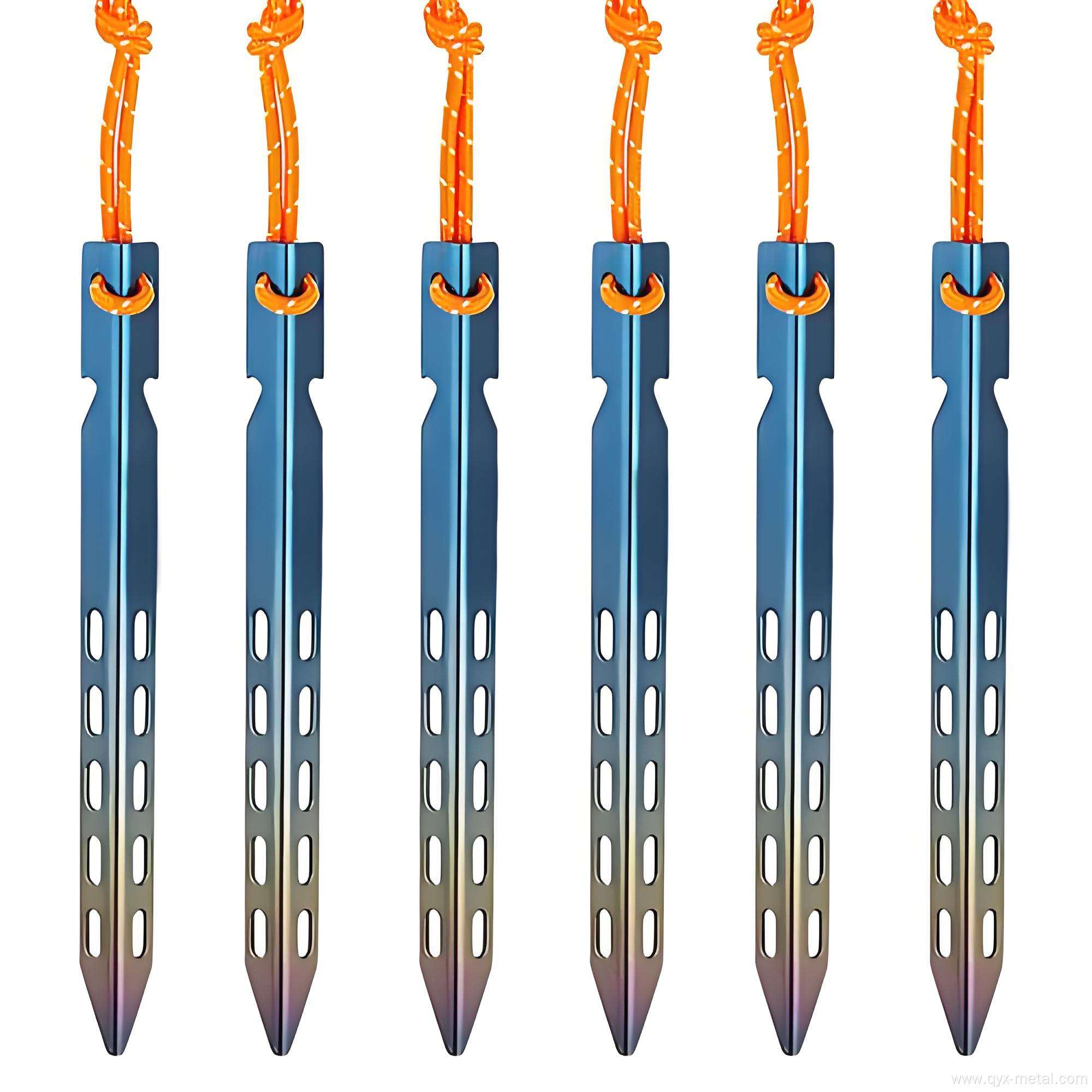 Customized High Strength Camping Titanium Hook Tent Pegs