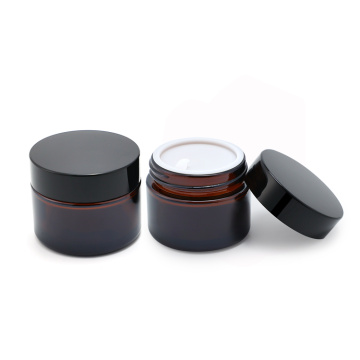 Round 50 ml 100 ml empty skincare cream jars wholesale black glass cosmetic jar bottle skincare matte black