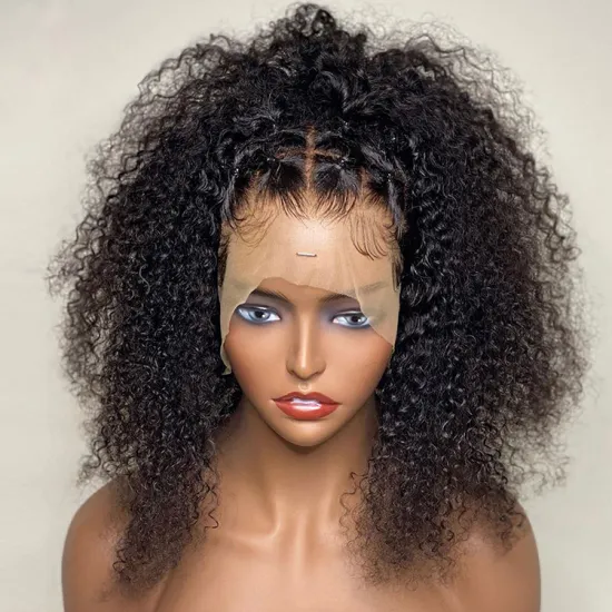 Wholesale Human Hair Lace Front Hair Wig Natural Pre Plucked Kinky Curly Hd Transparent Lace Frontal 13X6 Wig