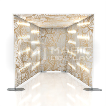 Vogue Booth Enclosure: Collapsible Design, Custom Logo LED Enclosure, Backdrop with Aluminum Frame and Tension Fabric Display - 7ft