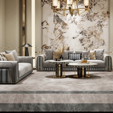 Italian High-End Modern Luxury Leather Nubuck Modular Sofa Set for Hotels and Villas