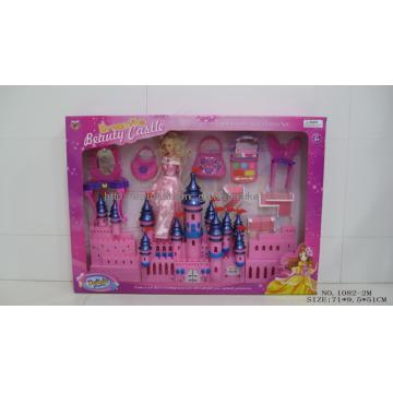 Plastic castle series and doll with light and music for kid
