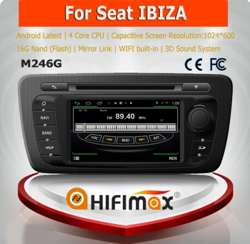HIFIMAX Android 4.4.4 6.2'' car radio dvd player for seat ibiza 2009-2013 with bulit-in wifi & mirror link function