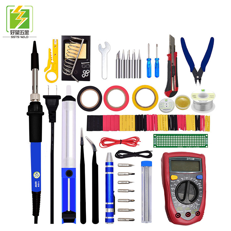 30PCS Soldering Iron Kit: Comprehensive 60W Adjustable Temperature Soldering Tools Set for Electronics Projects
