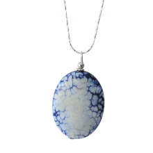 Natural Gemstone Agate Necklace with Silver Chain