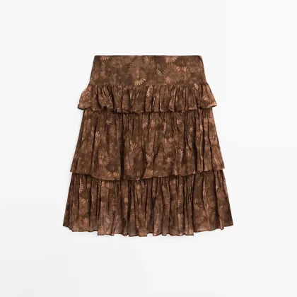 Women's ruffled floral print skirt