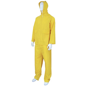 Combinaison de manteau de pluie en PVC jaune de travail robuste